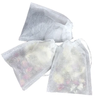 100Pcs/Lot Teabags 5 x 7CM Empty Scented Tea Bags With String Heal Seal Filter Paper for Herb Loose Tea 6