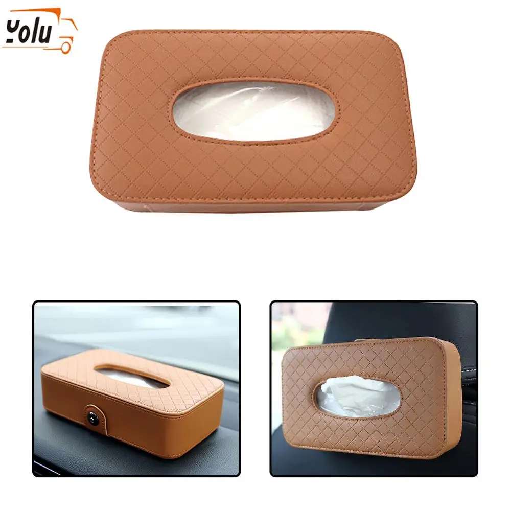 

YOLU Sun Visor Chair Back Hanging Type Car Inside with Tissue Box Creative Car Supplies Tissue Paper Tray Brown Black Beige