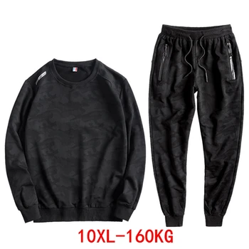 

Large size men's camouflage sports suit plus size 6XL 7XL 8XL 9XL 10XL spring and autumn loose large elastic black sweatpants
