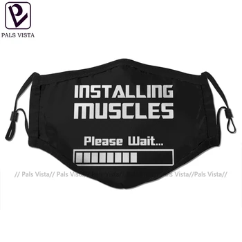 

Muscle Mouth Face Mask Installing Muscles Please Wait Loading Bar Facial Mask Funny Kawai with 2 Filters for Adult