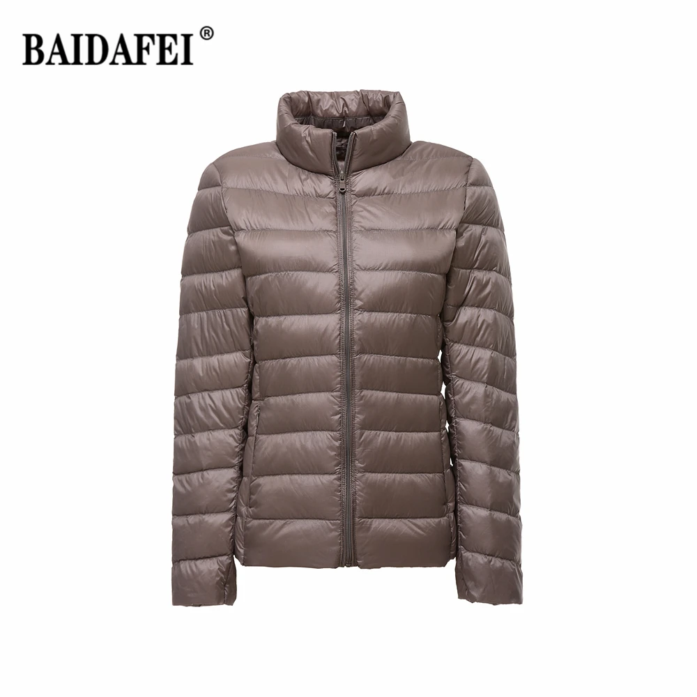 Women's Short Slim Fit Puffer Jacket 2023 New Spring Stand Collar Ultra Light Weight Portable Windproof White Duck Down Coat