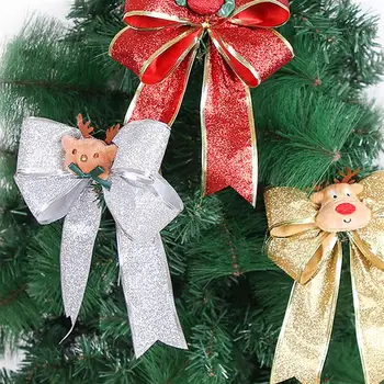 

5Pcs Christmas Bowknot Decor Creative Cloth Ornament Festival Scene Layout Prop