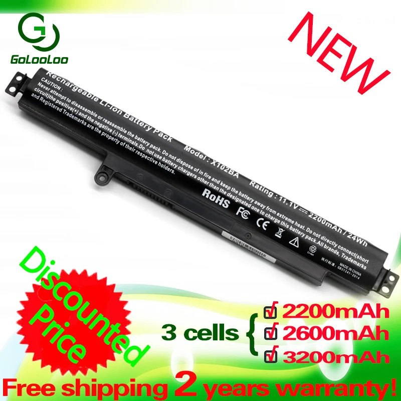 Goedkoop Golooloo 3 Cell 2600 Mah 11.1V Batterij Voor Asus A31N1311 Vivobook X102B F102B X102BA F102BA F102BA SH41T F102BA DF047H