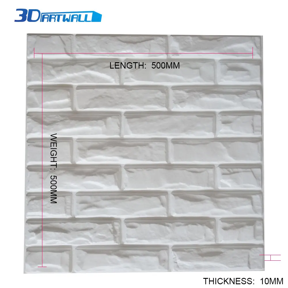 PVC 3D Refined Wall Panels Textured Wall Tiles Interior Exterior White Brick Shape Wall Decors 48 Pack