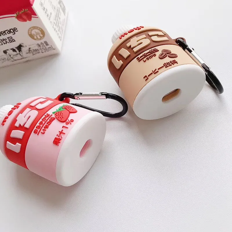 3D чехол для наушников s для AirPods чехол с милой бутылкой клубничным Молоком Для Apple Airpods защитный чехол для Earpods чехол для наушников