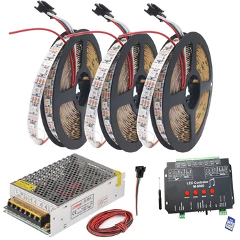 

WS2812B WS2812 RGB Led Strip Lights Tape M-8000 Prograble 8096 Pixels Music RGB Led Controller DC5V Led Transformer Kit