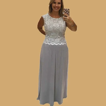 

Elegant Lace Chiffon Plus Size Mother Of The Bride Dresses Scoop Short Sleeves Mother Dress Custom Made Weddings Guest Dresses