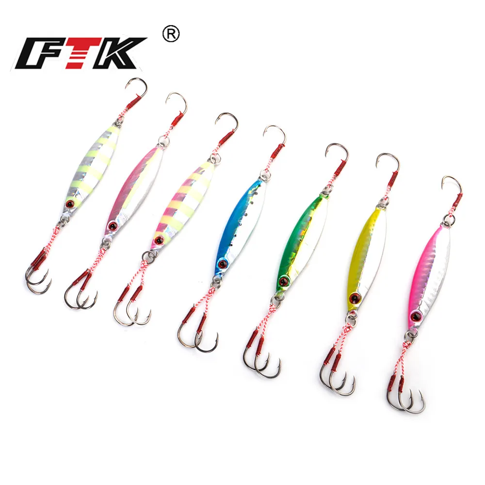 FTK New SLOWER OVAL Metal Slow Jig Cast Spoon 20G 30G 50G 7 color Artificial Bait Shore Fishing Jigging Lead Metal Fishing Lure