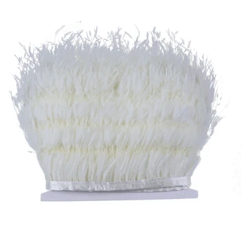 

High Quality White Ostrich Feather Trims Trimming Real Ostrich Feather Ribbon Decor 10-15 CM High-end dress Sewing Accessory