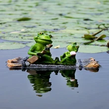 Моделирование Лягушка аквариум украшения орнамент на открытом воздухе сад небольшой пруд Ландшафтный плавать животное смолы скульптура лотоса