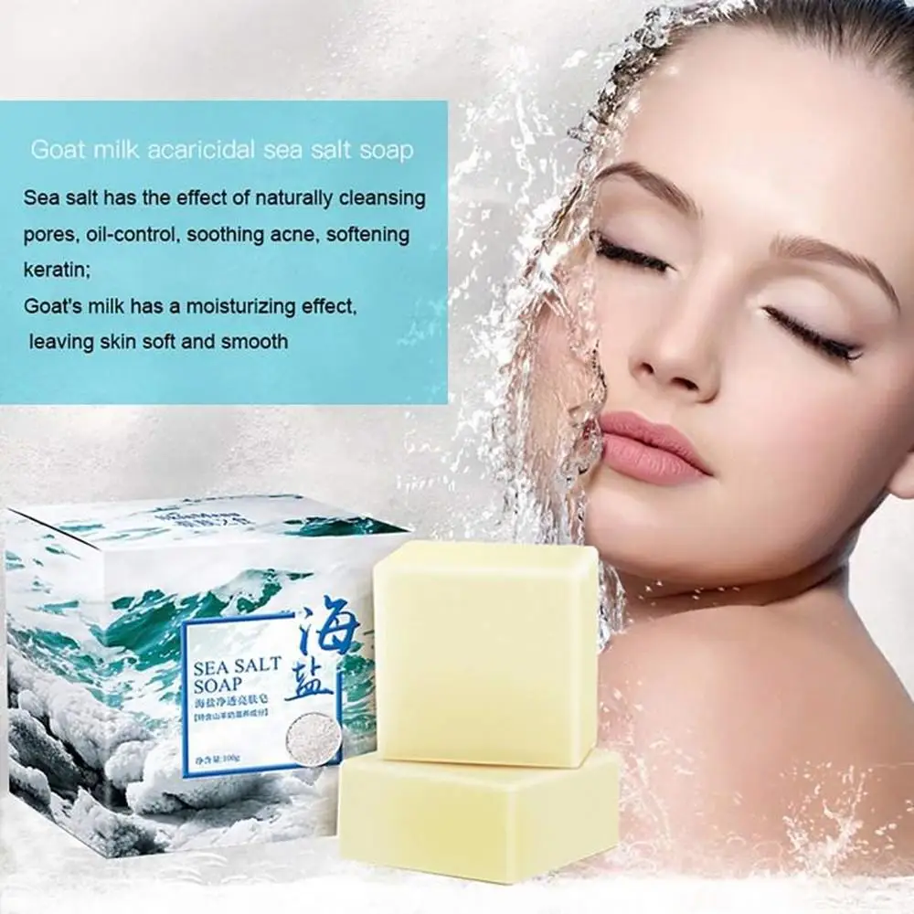 100g Cleaner Removal Pimple Pores Soap Goat Milk Moisturizing Skin Face Care Sea Salt | Красота и здоровье
