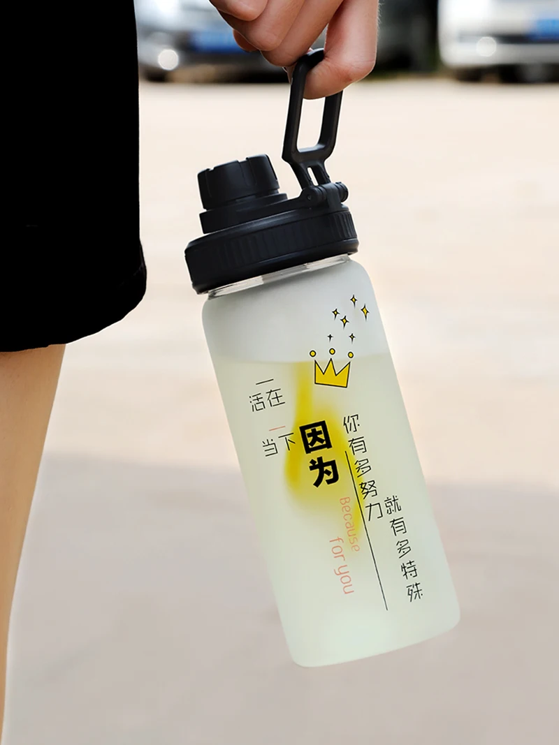 Glass Water Bottle Straw Portable Scrub Glass Bottles Leakproof Sports Outdoor 540ml Creative Bottles My Water Bottle