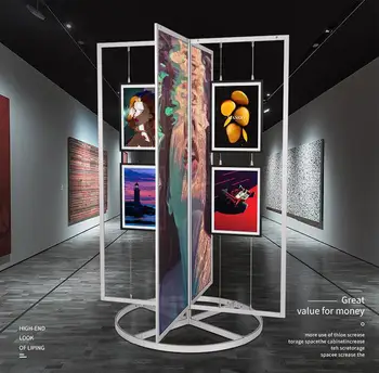 

Aluminum alloy calligraphy and painting display board school calligraphy art exhibition display shelf can be rotated