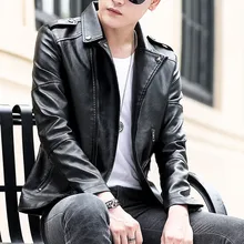 Мужская зимняя кожаная куртка Байкерская мотоциклетная на молнии с длинным рукавом черная красная коричневая мужская зимняя куртка Топ Блузки