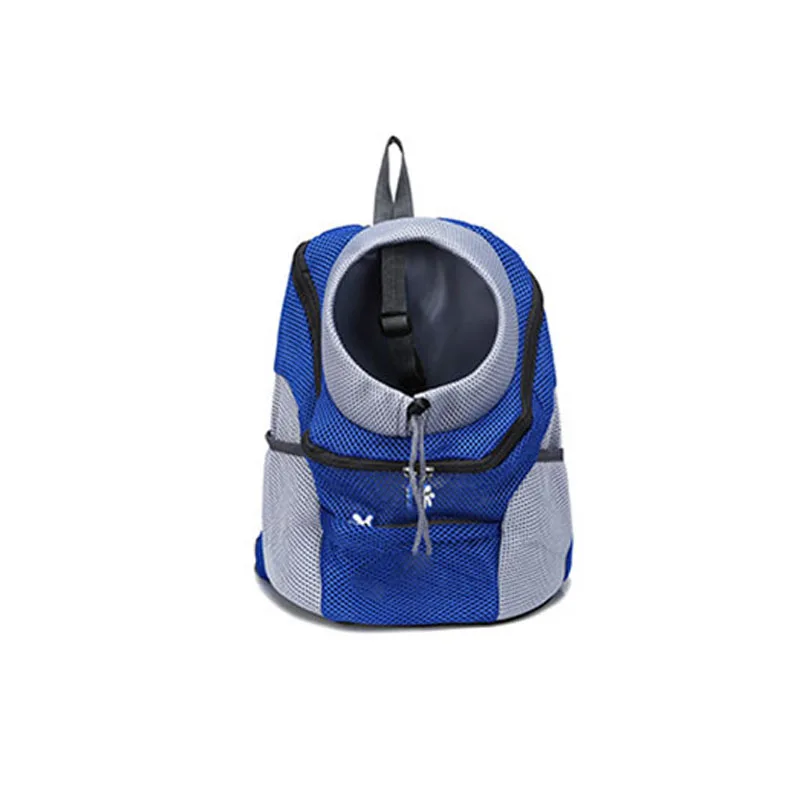 Сумка для переноски собак на открытом воздухе, передняя сумка для собак, портативный рюкзак для путешествий с двойным плечом, сетчатый рюкзак на голову - Цвет: Blue