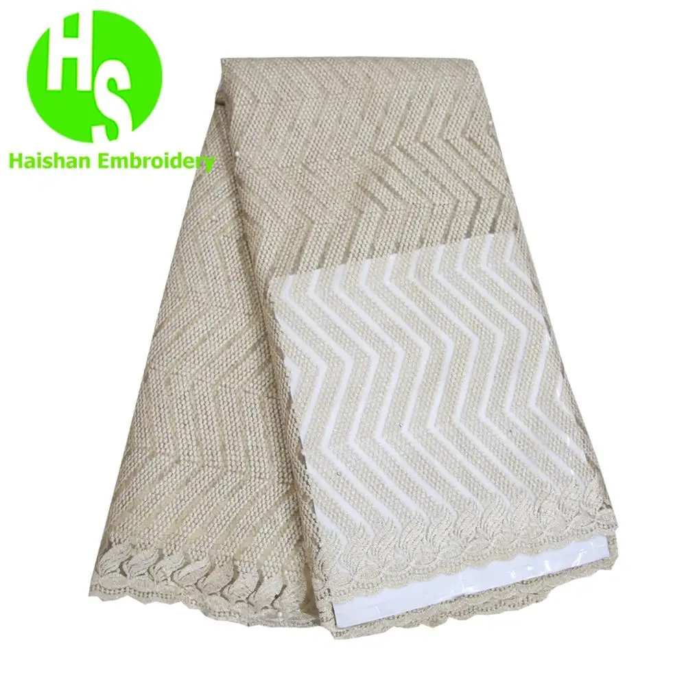 HS French Lace Fabric Polyester Women African Wedding with Rhinstones for Party | Дом и сад