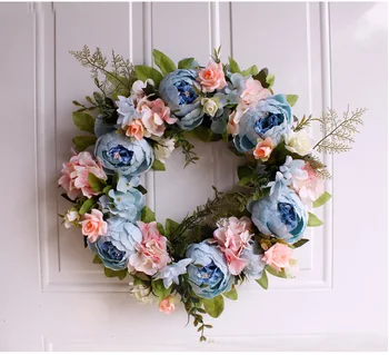 

Beach Blue Summer Wedding Wreath for Front Door Home Decor Indoor Wreath Flowers Artifical Floral Wreaths Gift Garland