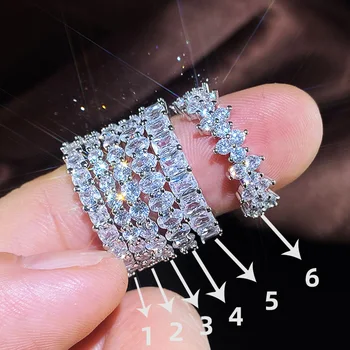 Huitan Fashion Luxury Women Ring Micro Paved Big Round/Square/Oval CZ Promise Ring Wedding Jewelry Wife’s Love Gift High Quality