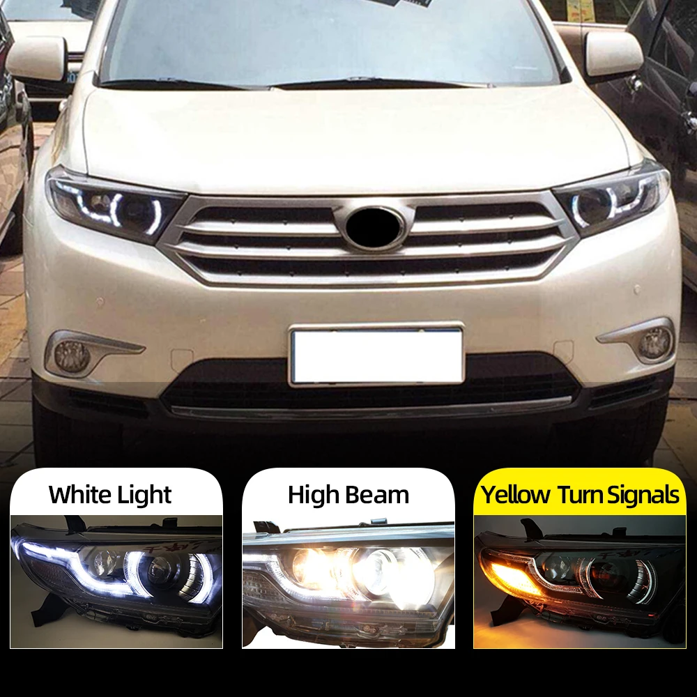 Стайлинга автомобилей Фара для Toyota Highlander светодиодный фар 2012 2014 DRL H7 D2H Hid вариант