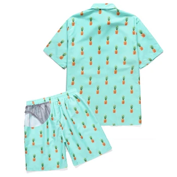 

Printed loose beach pants men shirt youth fruit floral casual shirt suit loose T-shirt comfortable shorts