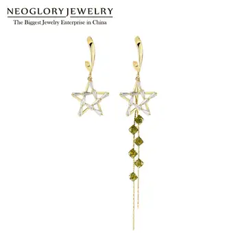 

Neoglory Korean Fashion Zircon Star Long Crystal Tassel Asymmetrical Drop Earrings for Women Luxury Jewelry for Party Wedding