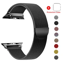 Миланский ремешок+ чехол для Apple Watch 38 мм 42 мм 40 мм 44 мм браслет из нержавеющей стали ремешок для iWatch серии 5 4 3 2 1 крышка