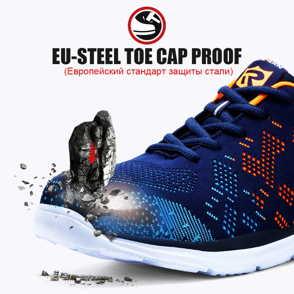 LARNMERN Mens Safety Work Shoes Steel Toe Cap Casual Reflective Outdoor Sneakers