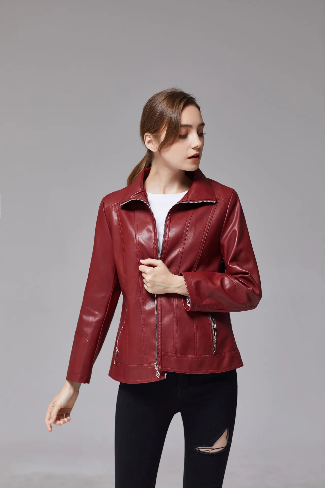 Большие размеры 6XL, новая свободная куртка из искусственной кожи, женская классическая байкерская куртка, весенне-осенняя Женская Базовая Одежда большого размера, верхняя одежда