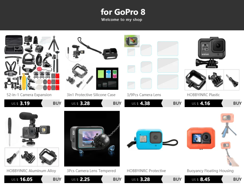 HOBBYINRC алюминиевый сплав защитная рамка Корпус кролика чехол для GoPro 8(аксессуары для спортивных и экшн-видеокамер
