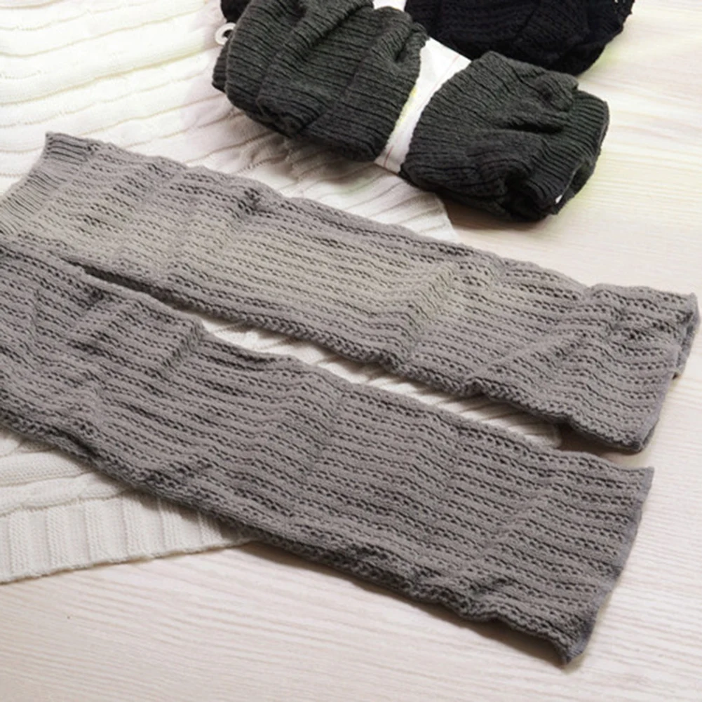 Winter Europe and America trend ladies solid color crocheted leg warm pants elastic platform socks