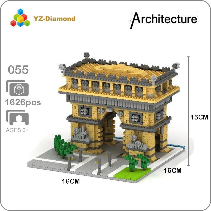 

YZ 055 World Famous Architecture Arch of Triumph Gate 3D Model Mini Diamond Building Small Blocks Bricks Toy for Children no Box
