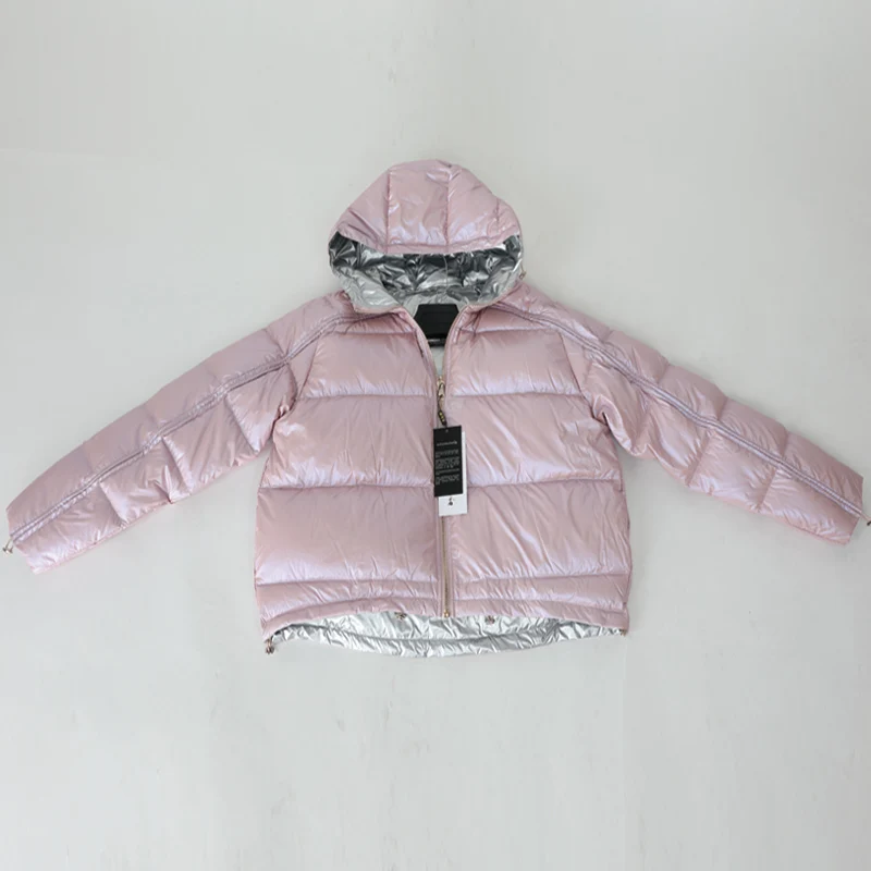 Женская зимняя куртка, Воротник из натурального Лисьего меха, белое короткое Свободное пальто, королевское меховое пальто, утка - Цвет: Розовый