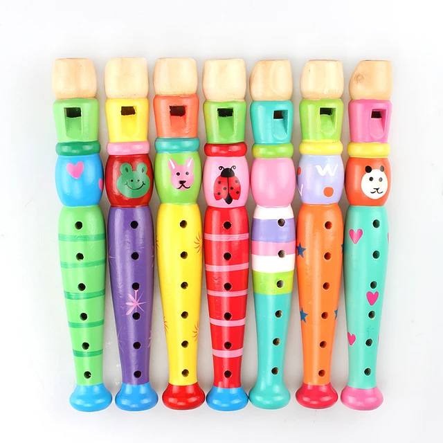 Flûte courte colorée à 6 trous, Instrument de musique en bois pour enfant,  éducation précoce, développer le Type enregistreur, QW