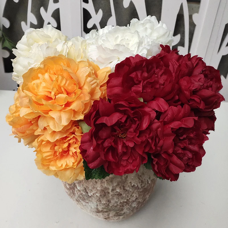 JAROWN European Style Artificial Bouquet 5 Heads Peony Home Decoration Fake Flowers Wedding Venue Layout Props Plantas Artificiales Para Decoracion (3)