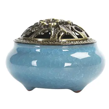 

Classic Copper Censer Ceramic Incense Burner Aromatherapy Furnace Desktop Mini Ornaments Elegant Decorative Crafts