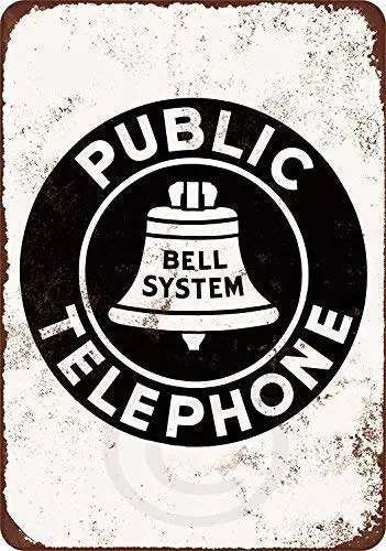 Bell System Public Telephone Vintage Look Reproduction Metal Tin Sign Tin Sign Iron Painting 8X12 INCH metal tin sign 1940 streamlined pullman railroad cars vintage look reproduction metal aluminum sign for wall decor 8x12 inch