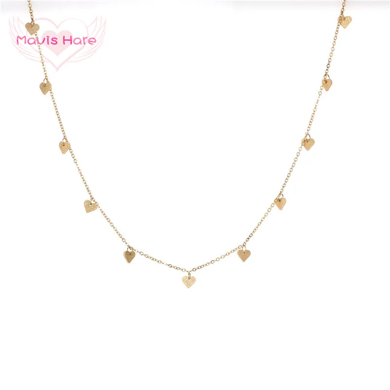 

Mavis Hare Stainless Steel Sparkling multi-Heart Choker Necklace with Sparkler Heart Malihini Pendant kalea Necklace as Gift