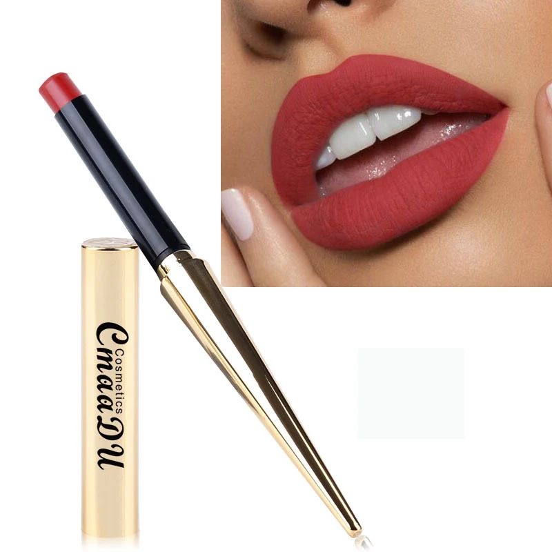 

12 Shade 1PC Waterproof Lipstick Matte Pumpkin Color Finished Matte Lipstick Cosmetics Sexy Plum Cosmetics Makeup Beauty Tools