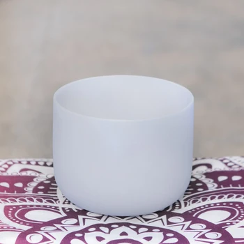 

8" Light Grey Color C - D - E - F - G - A - B Frosted Quartz Crystal Singing Bowl