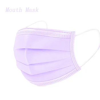 

In Stock! 20/50/100 Pcs Disposable Face Masks 3 Layer Filter Anti Dust Smog Earhook Breathable Mask Adult Purple Face Mouth Mask