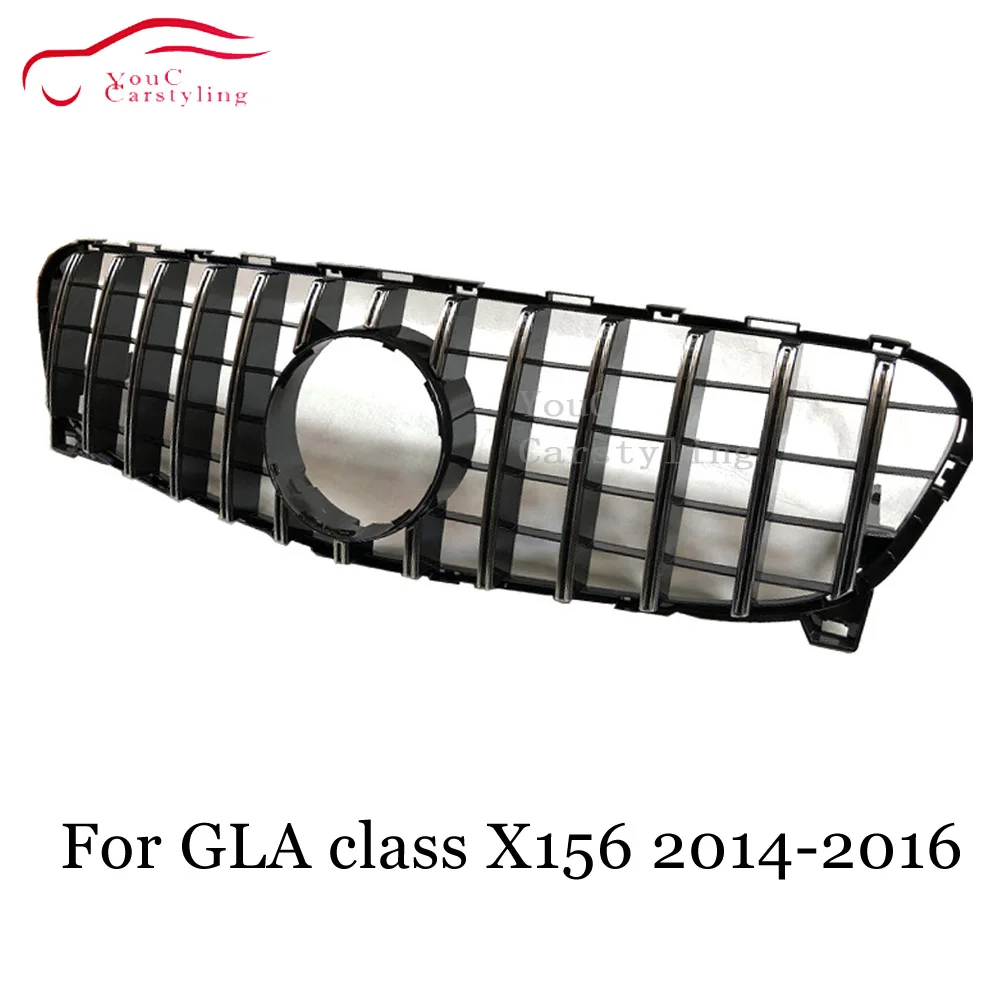 Передняя решетка X156 GT GTR Style сетчатая для Mercedes GLA class 2014 2015 2016 GLA200 GLA250 серебристая