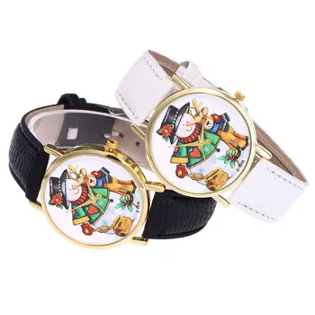 

Relogio Christmas Casual Wristwatch Lovers Leather Belt Stainless Steel Quartz Analog Wrist Watches Gift Simple Reloj Mujer