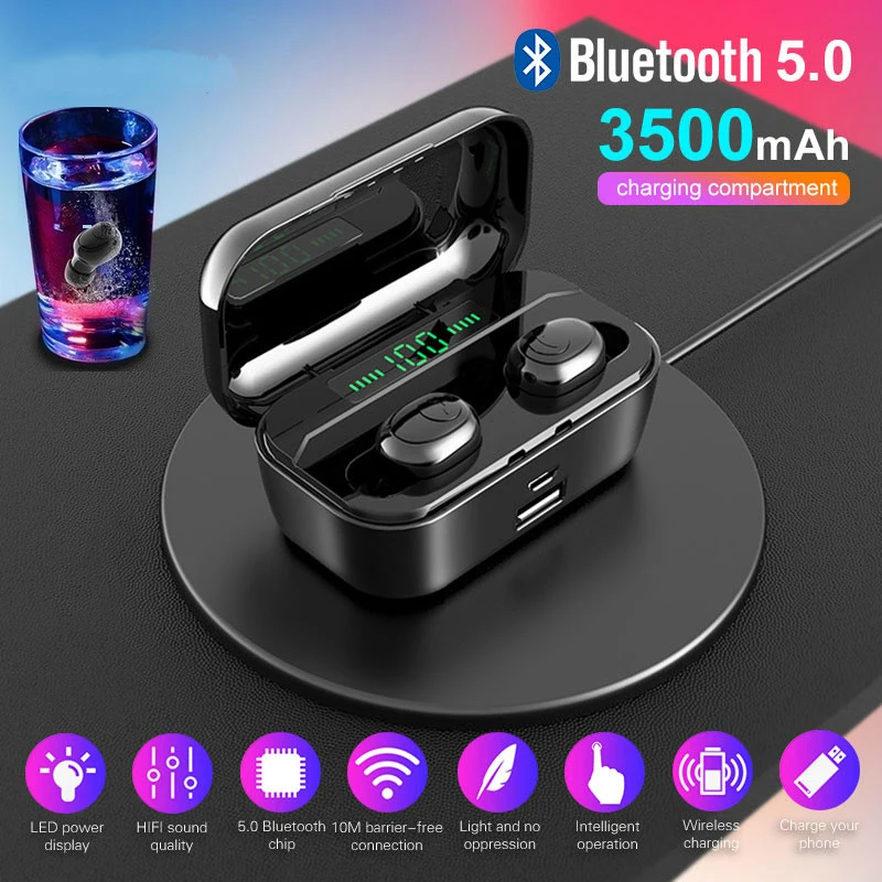 

LED Display 3500mAh Power Wireless Bluetooth Earphone 5.0 Waterproof Earbuds 8D Stereo Bluetooth Earbuds for All Smart Phone