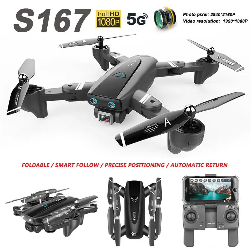

CSJ S167 4K 1080P Video Full HD Camera Drone GPS FPV 5G WIFI Foldable Quadcopter 300M Long Distance Control Follow Me PK SG907