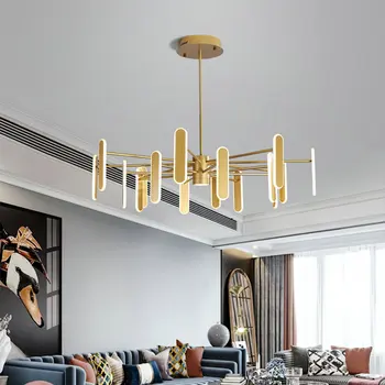 

Contemporary Simple Gold White Dimmable LED Multiple Head Chandelier for Bedroom Dining Living Room Restaurant Indoor Decor Lamp