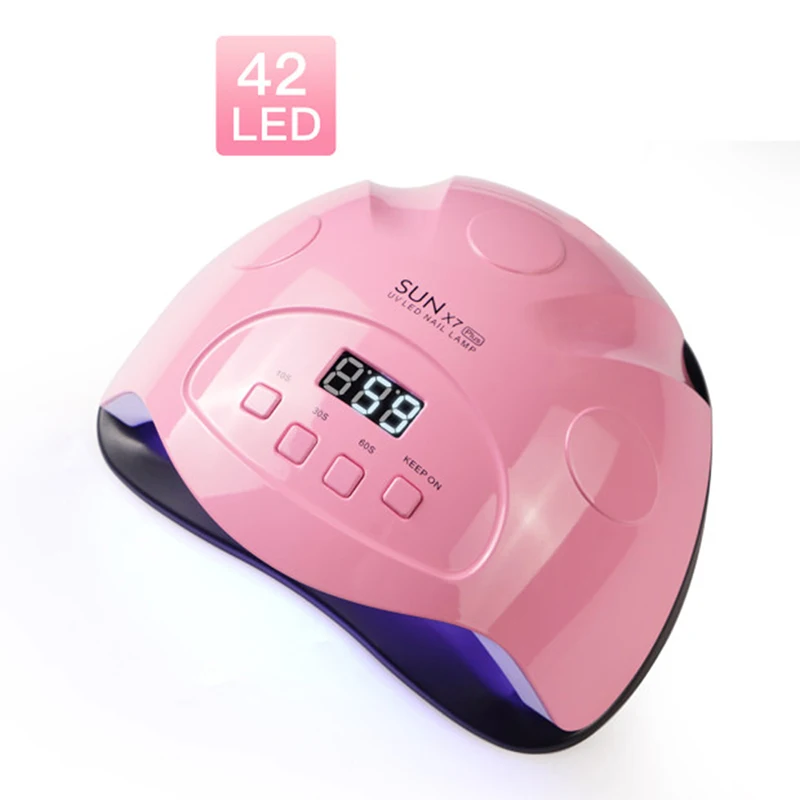 US Plug Pink 84W SUNX7 Plus 84 Вт 42 светодиода Ультрафиолетовая лампа для дизайна ногтей Светодиодная УФ-лампа для ногтей Сушилка для ногтей для маникюра все гели ЖК-дисплей сушка маникюрные инструменты - Цвет: US Plug Pink 84W