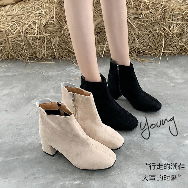 

Low Heels booties Bootee Woman 2019 Boots Stockings Women's Rubber Shoes Rain Luxury Designer Lace Up Round Toe Booties Ladies