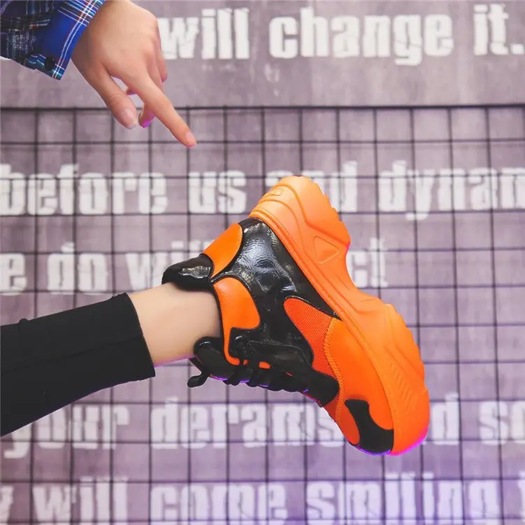 Winter Women High Top Sneakers Fashion Ladies Chunky Shoes Tenis Basket Female Brand Orange Platform Casual Shoes Woman