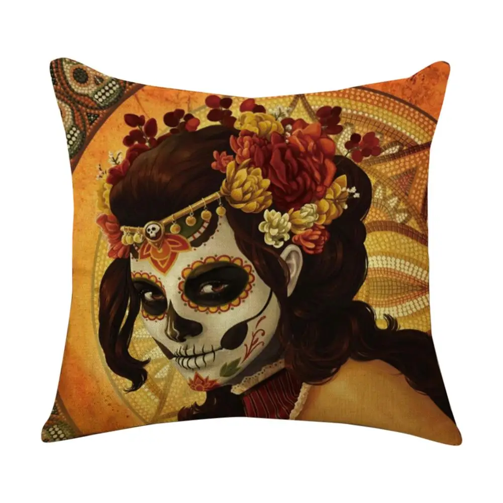 D 45*45 см наволочка для подушки в стиле Хэллоуин beauty Skeleton серии льняная наволочка для подушки автомобиля наволочка для дома украшения - Цвет: D