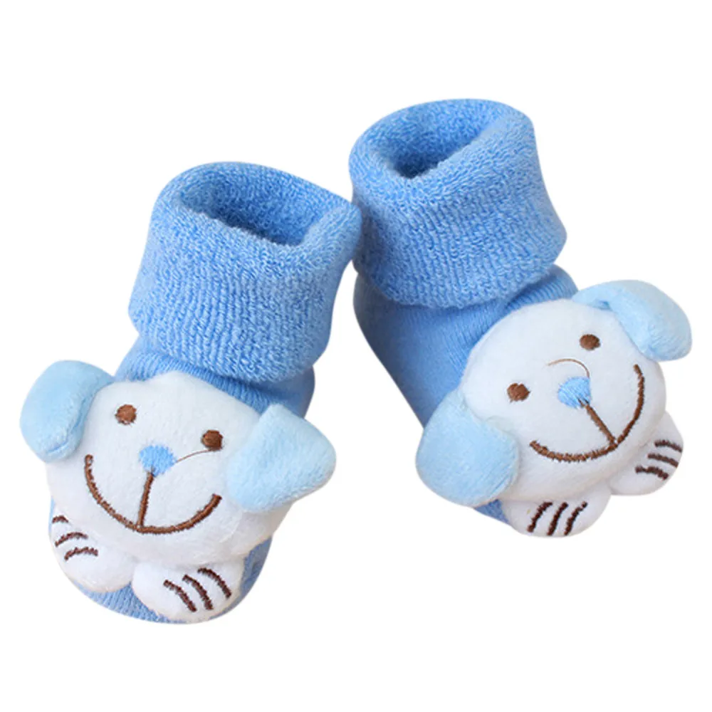 Нескользящие Теплые Носки с рисунком для новорожденных девочек и мальчиков, тапочки для детей 0-12 месяцев, мягкие теплые носки, Прямая - Цвет: E